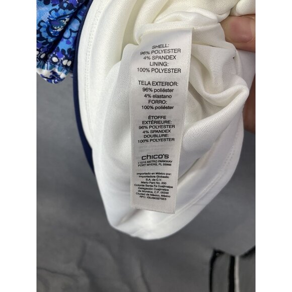 Chico's Dress Womens Sz 2 (12 US) Classic Boho Paisley Blue White Resort Summer - Picture 8 of 10